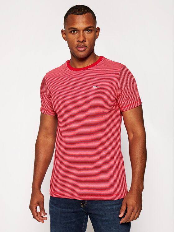 Tommy Jeans Marškinėliai Tjm Essential Stripe Tee DM0DM08741 Raudona Slim  Fit • Modivo.lt