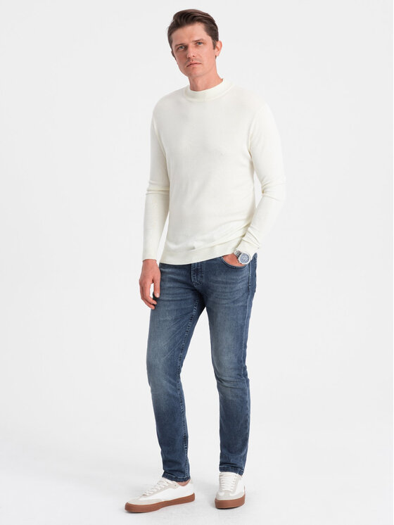 Ombre Ombre Sweter OM-SWTN-0100 Beżowy Regular Fit