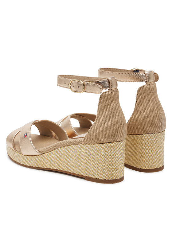 Tommy Hilfiger Tommy Hilfiger Basutės Flag Metallic Mid Wedge Espad FW0FW08810 Smėlio