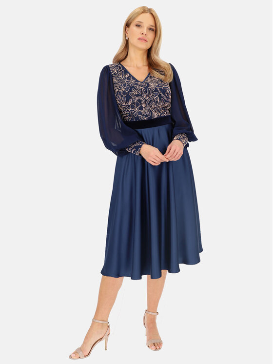 Potis & Verso Potis & Verso Sukienka wieczorowa Leonarda Granatowy Regular Fit