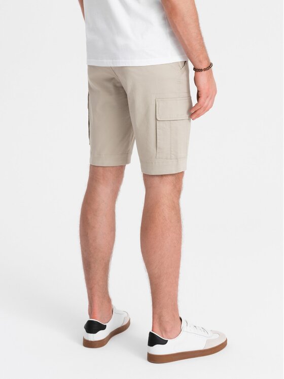 Ombre Ombre Szorty materiałowe OM-SRCG-0133 Beżowy Cargo Fit
