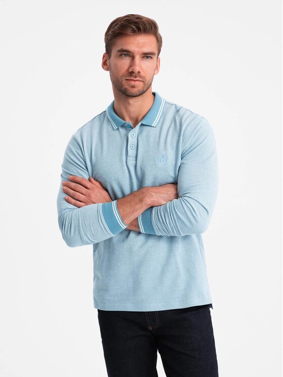 Ombre Ombre Longsleeve OM-POLS-0129 Niebieski Regular Fit