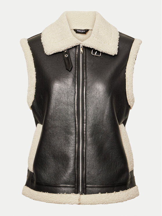 Pieces Pieces Αμάνικο Μπουφάν Janelle 17152466 Μαύρο Regular Fit