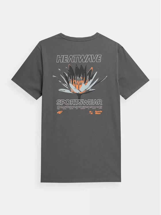 4F 4F T-Shirt 4FSS23TTSHM355-22S Szary Regular Fit