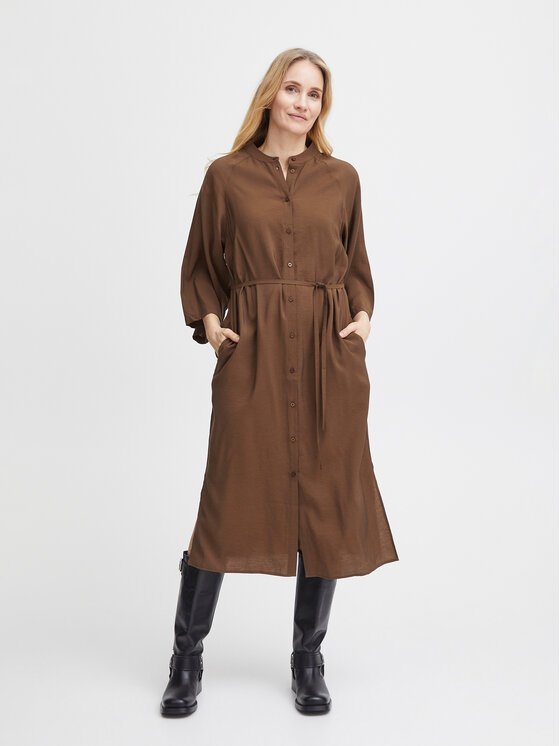 Fransa Fransa Srajčna obleka 20612435 Rjava Relaxed Fit