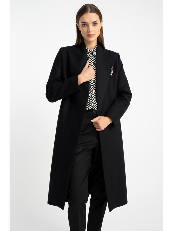 CLICK CLICK Παλτό χειμωνιάτικο 70-0023 Μαύρο Comfortable Fit