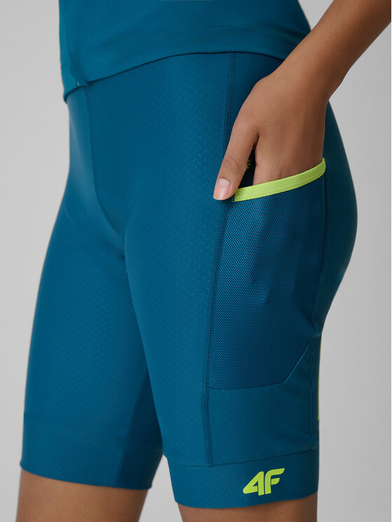 4F 4F Szorty rowerowe GET LOST FEEL FOUND Turkusowy Slim Fit