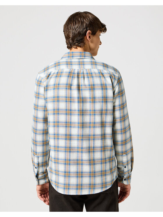 Wrangler Wrangler Camicia 1 PKT INDIGO SHIRT Bianco Regular Fit