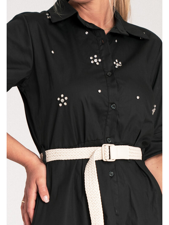 FIGL FIGL Košeľové šaty M1215 Čierna Flared Fit