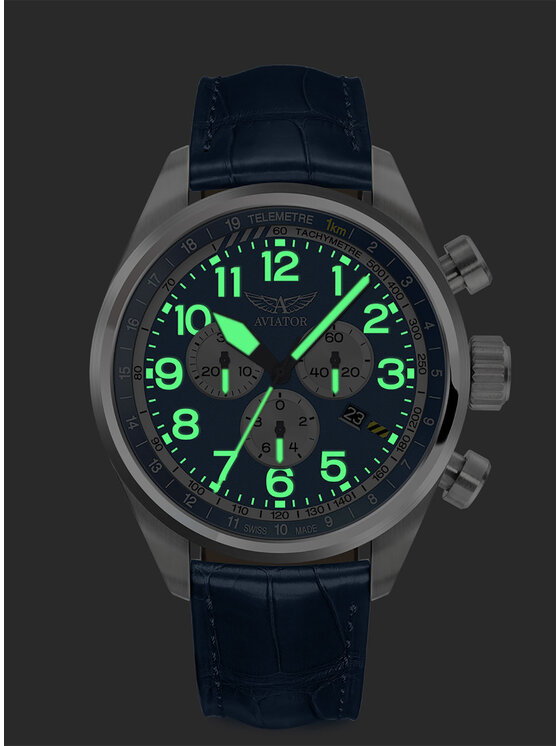 Aviator Aviator Zegarek V.2.25.0.170.4 Niebieski