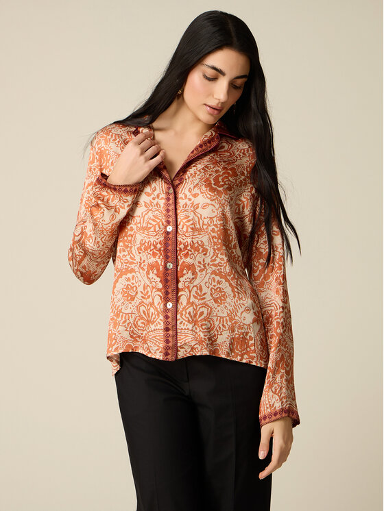 Oltre Oltre Koszula 5086R003267N0S7 Pomarańczowy Regular Fit