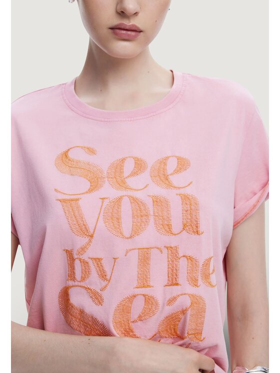 Desigual Desigual T-shirt REPRIS TS SEA Rosa Casual Fit
