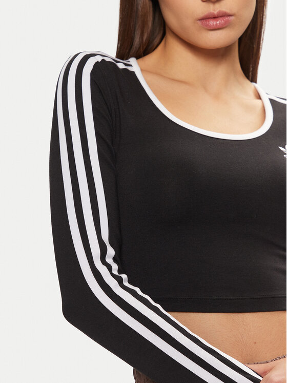 adidas adidas Bluză adicolor 3-Stripes JD4624 Negru Slim Fit