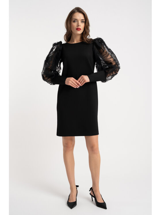 CLICK CLICK Koktejlové šaty 60-6015 Čierna Casual Fit