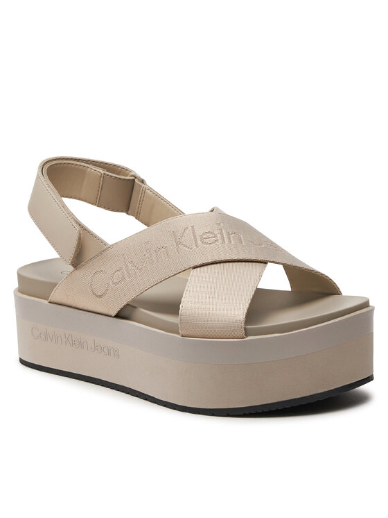 Calvin Klein Jeans Calvin Klein Jeans Σανδάλια Flatform Sandal Sling In Mr YW0YW01362 Μπεζ