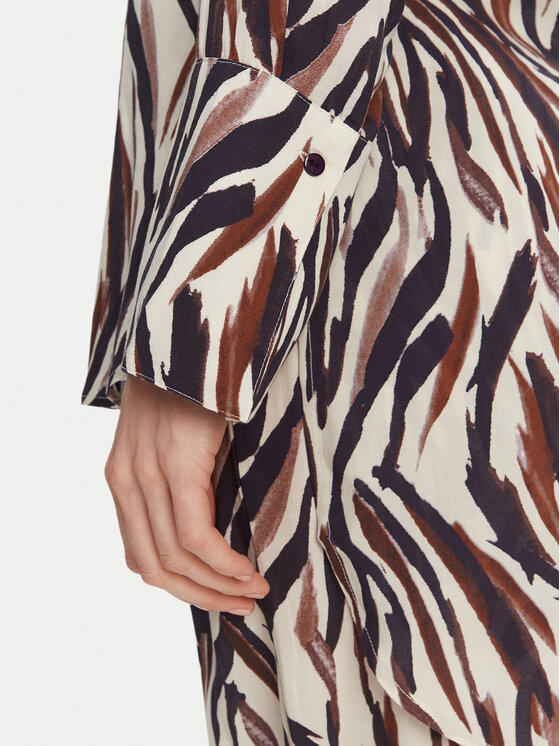 Selmark Selmark Komplet srajce in hlač iz blaga BL676 Rjava Relaxed Fit