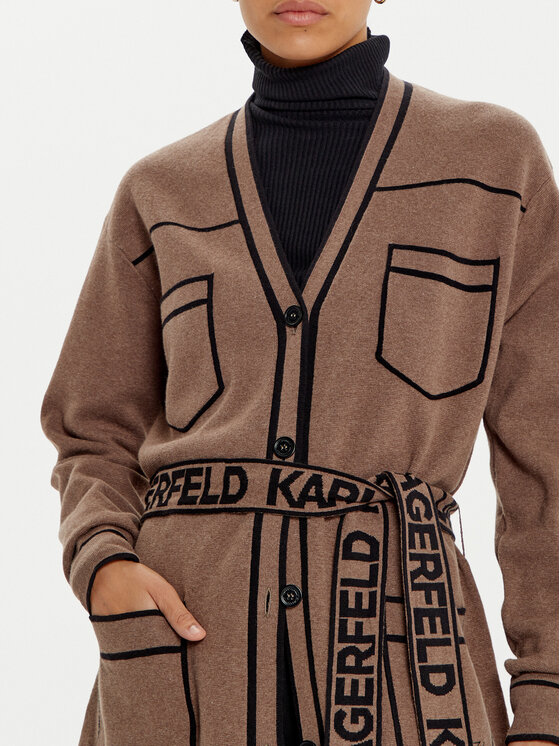 KARL LAGERFELD KARL LAGERFELD Kardiganas 240W2020 Smėlio Regular Fit