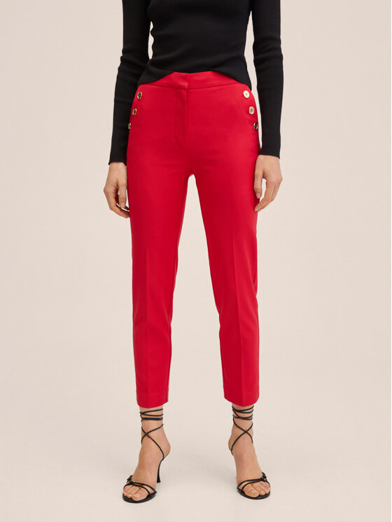 Spodnie materiałowe Botones 27055134 Czerwony Regular Fit