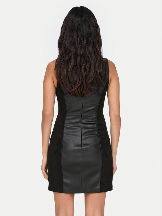 ONLY ONLY Rochie de piele Rafia 15330045 Negru Slim Fit