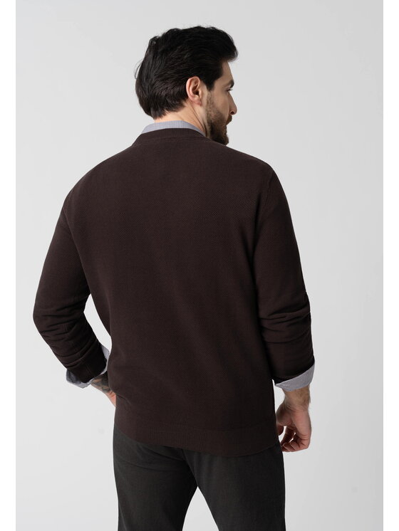 Volcano Volcano Sweter S-LOGAN Brązowy Regular Fit