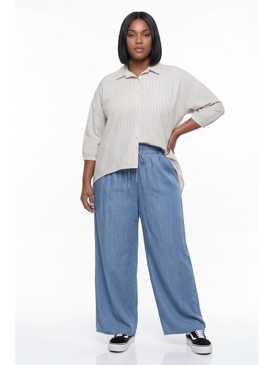 FIGL FIGL Palazzo kalhoty M1297 Modrá Regular Fit