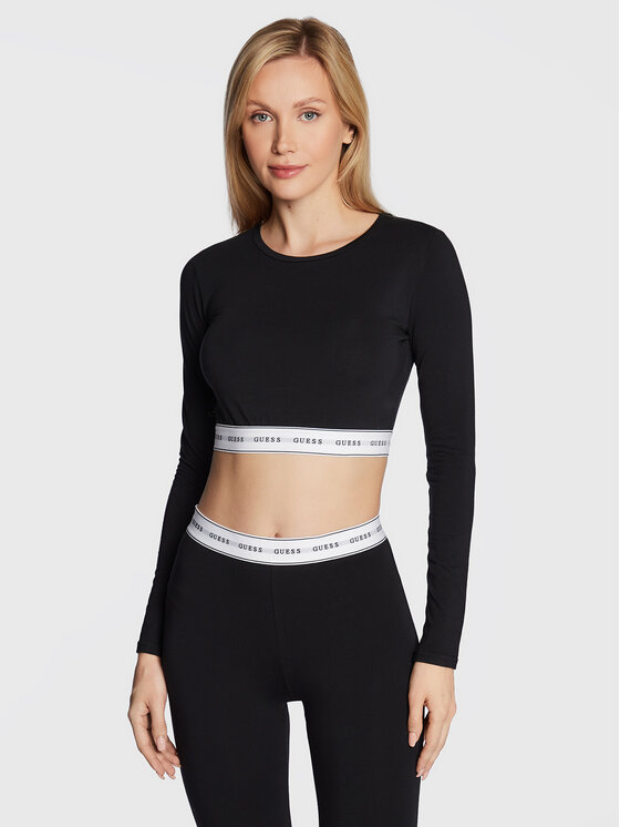 Guess Blúzka Carrie O2BM10 KBBU1 Čierna Regular Fit