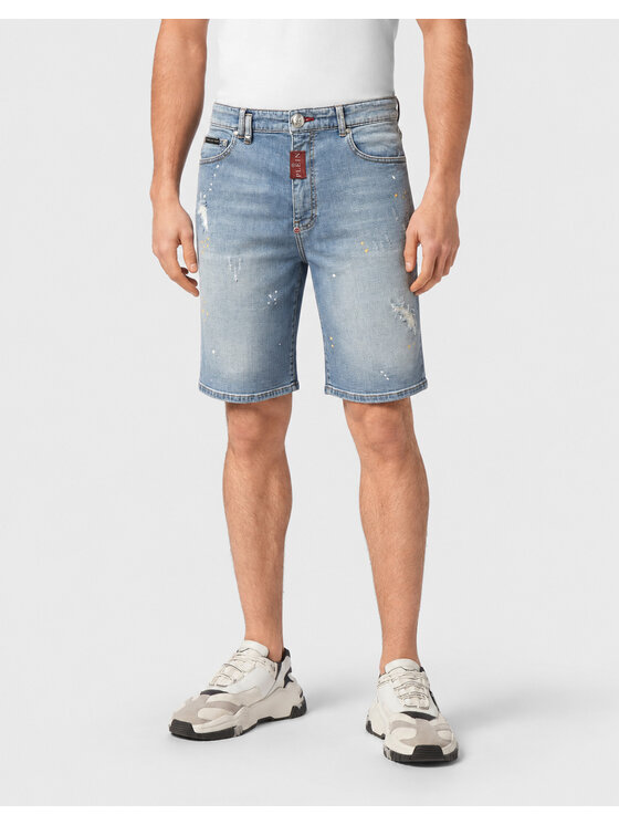 PHILIPP PLEIN PHILIPP PLEIN Szorty jeansowe 31790 Niebieski Loose Fit