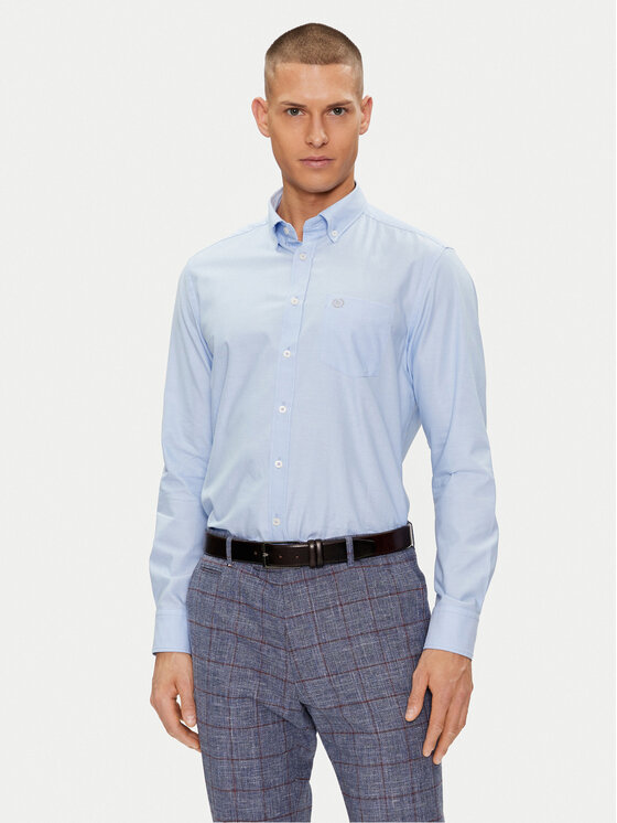 Bugatti Košeľa 9350 98800 Modrá Slim Fit