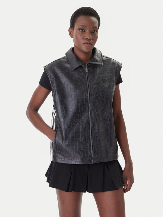 adidas Vestă elegantă Pleather KE5033 Negru Oversize