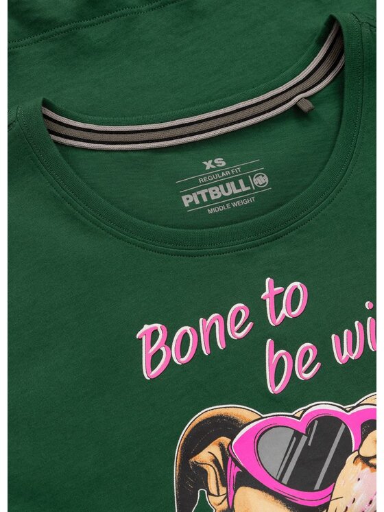 PITBULL PITBULL T-Shirt Koszulka damska SUNGLASSES DOG L Zielony Regular Fit