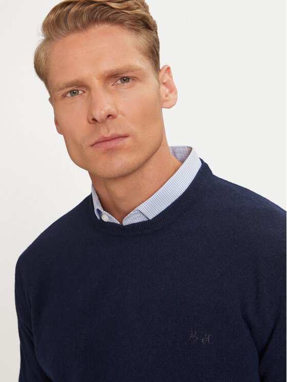 La Martina La Martina Sweter ZMS024 YW106 Granatowy Regular Fit