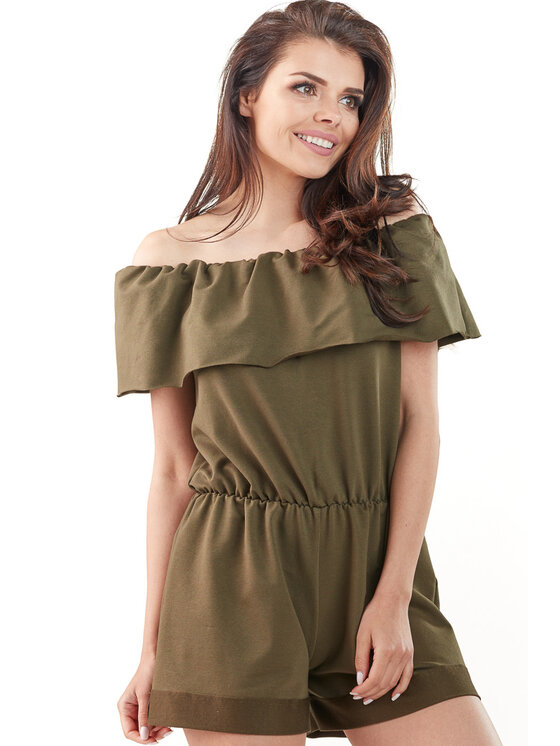 Infinite You Infinite You Sukienka codzienna M164 Khaki Basic Fit