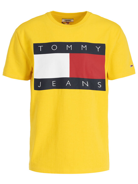 Tommy Jeans Tommy Jeans T-Shirt Flag Logo DM0DM07009 Žlutá Regular Fit
