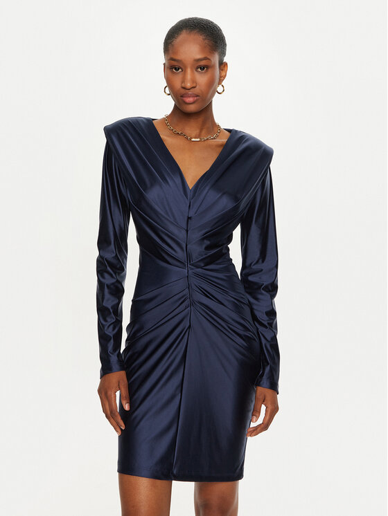 ACCESS FASHION Koktejlové šaty 44-3039-222 Tmavomodrá Slim Fit
