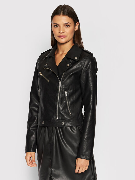 Noisy May Bunda z imitácie kože Rollo 27017175 Čierna Slim Fit