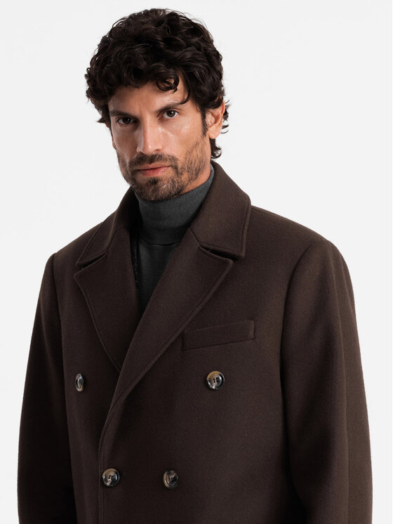 Ombre Ombre Płaszcz przejściowy OM-COWC-0109 Brązowy Regular Fit