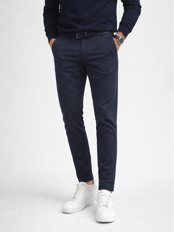 VILLARO VILLARO Chinosy SPO011 Granatowy Slim Fit