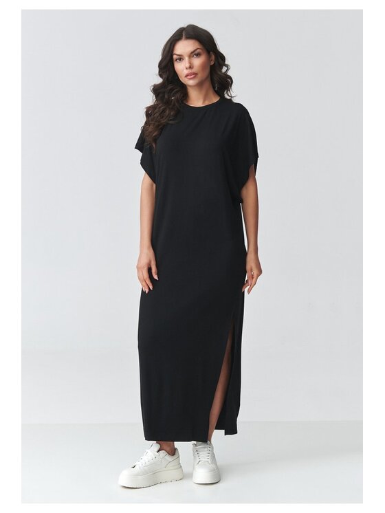 Makadamia Makadamia Sukienka codzienna M927 Czarny Loose Fit