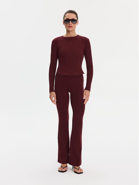 Nudyess Nudyess Top Ojos z prążka Bordowy Regular Fit