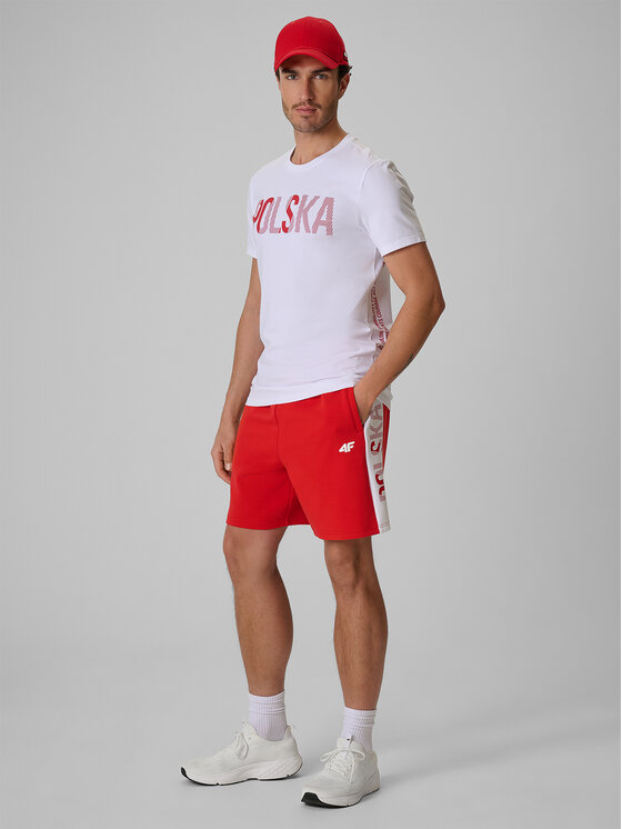 4F 4F Szorty sportowe STREFA KIBICA Czerwony Regular Fit