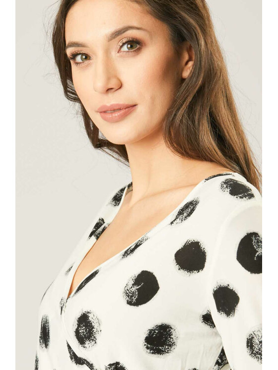 QUIOSQUE QUIOSQUE Halenka BLURRY DOTS BLOUSE Écru Regular Fit