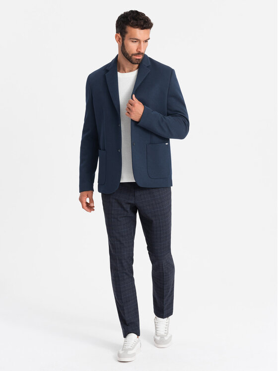 Ombre Ombre Garnitur OM-BLZB-0133 Granatowy Regular Fit