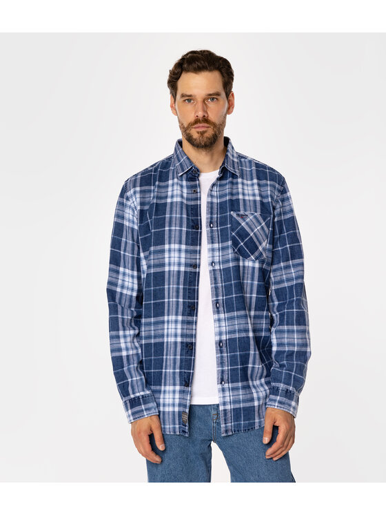 Lee Cooper Lee Cooper Koszula SCOTT Granatowy Regular Fit