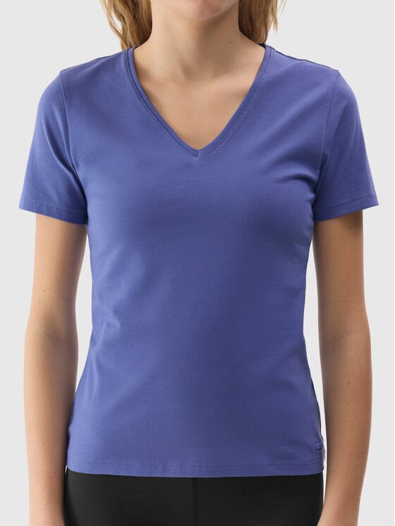 4F 4F Tričko 4FWSS24TTSHF1359-32S Modrá Slim Fit