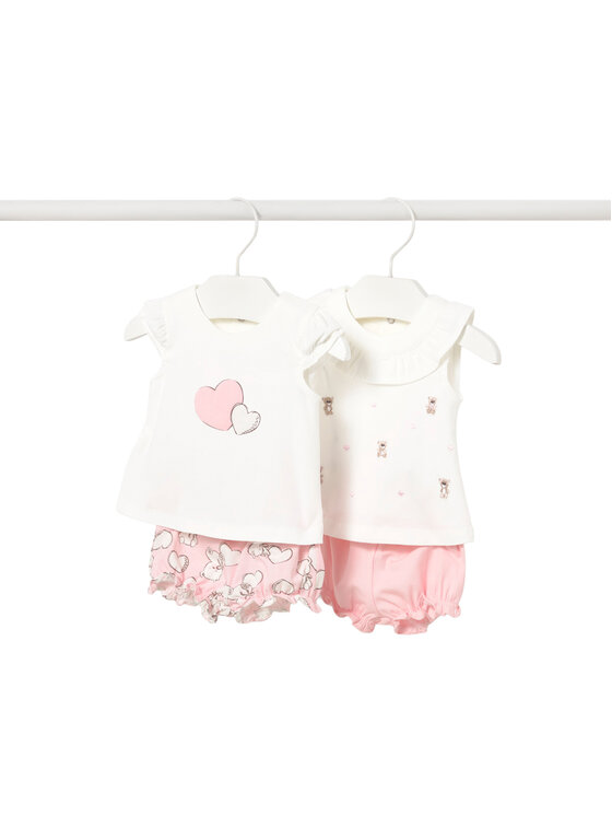 Mayoral Set 2 tricouri și pantaloni scurți 1642 Roz Regular Fit