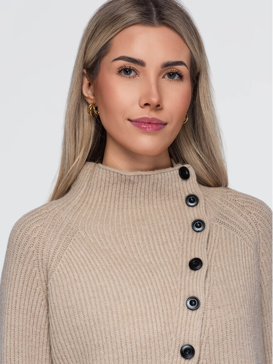 Ombre Ombre Sweter OW-SW-E0014 Beżowy Regular Fit