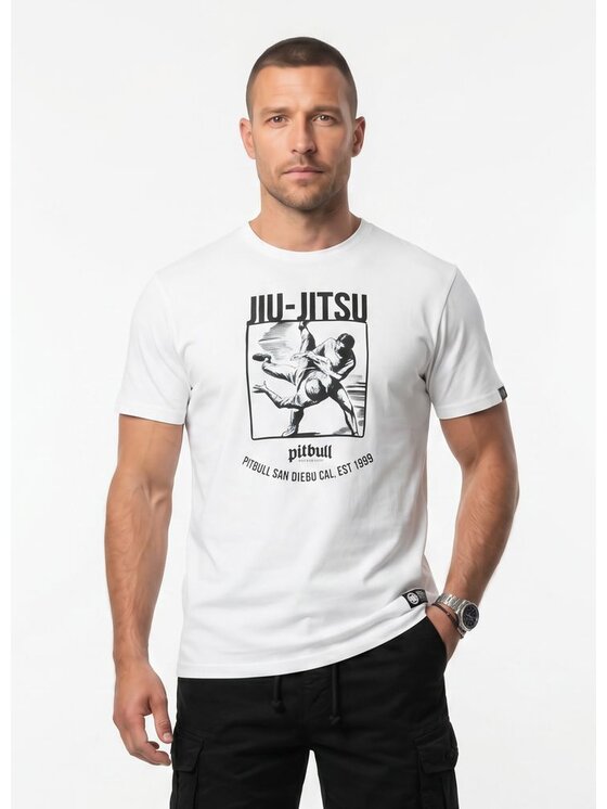 PITBULL PITBULL T-Shirt JIU-JITSU Biały Regular Fit
