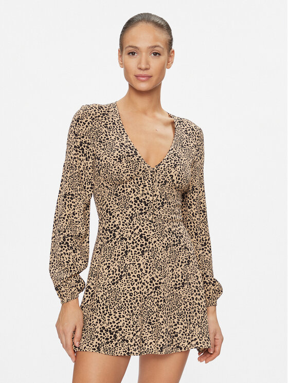 Tommy Jeans Rochie de zi Leo Hook & Eye DW0DW16478 Bej Regular Fit