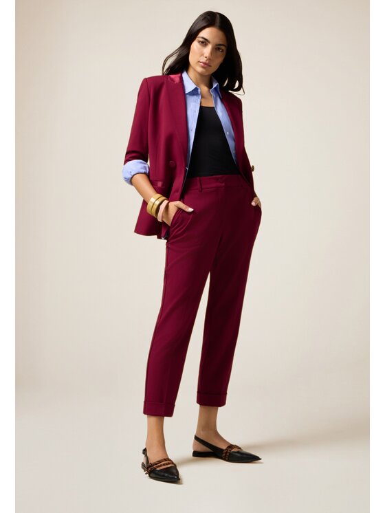 Oltre Oltre Pantaloni di tessuto P079R008667N036 Bordeaux Regular Fit