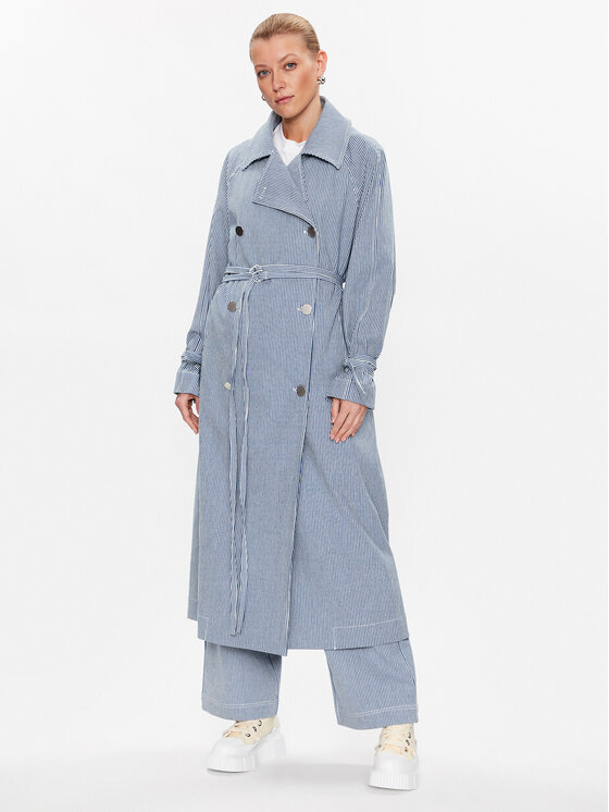 Remain Remain Trenčkot Striped Trench 500411403 Modrá Regular Fit